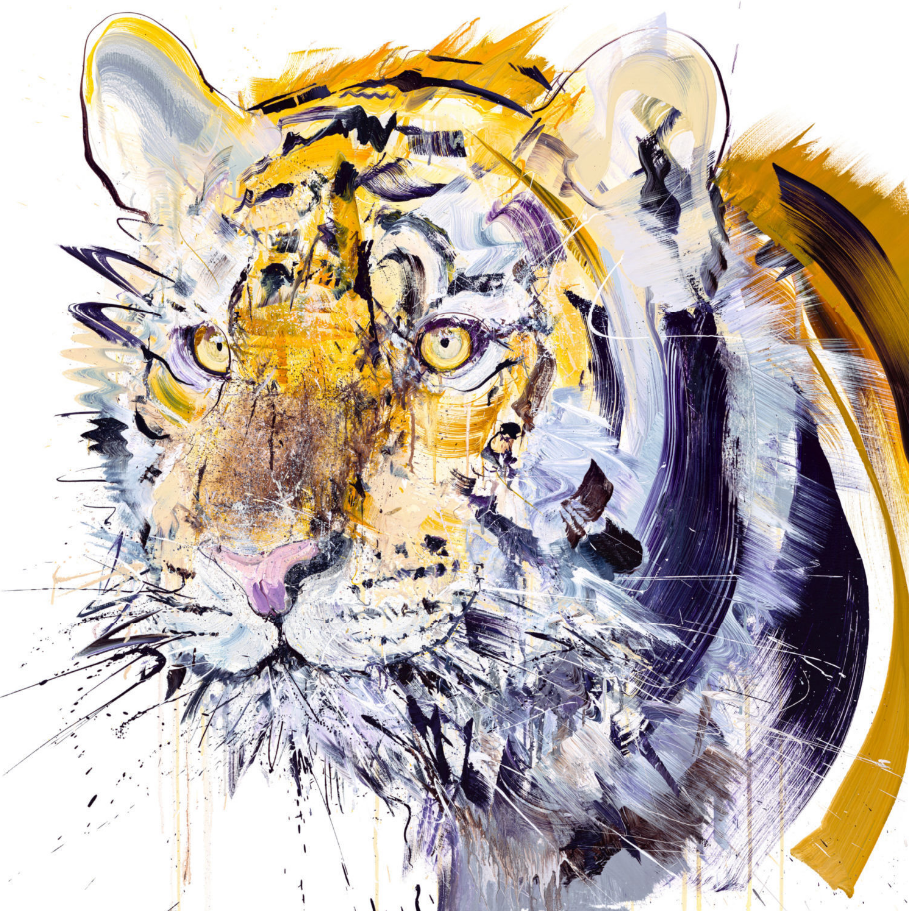 Dave White - Tiger (XL Hand-Finished Edition) (Framed)