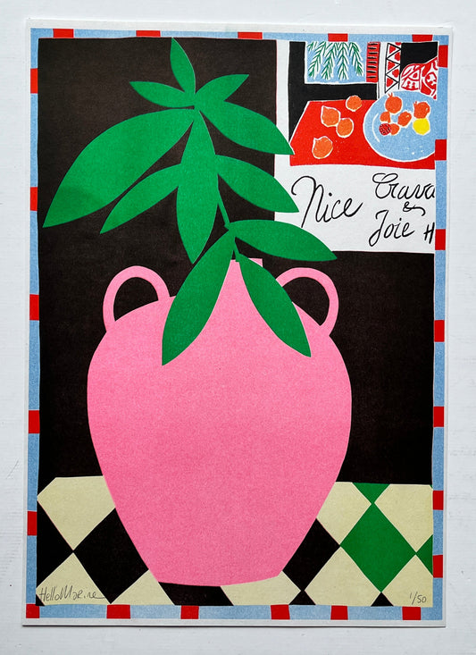 HelloMarine - Matisse Et Vase Rose (Risograph)