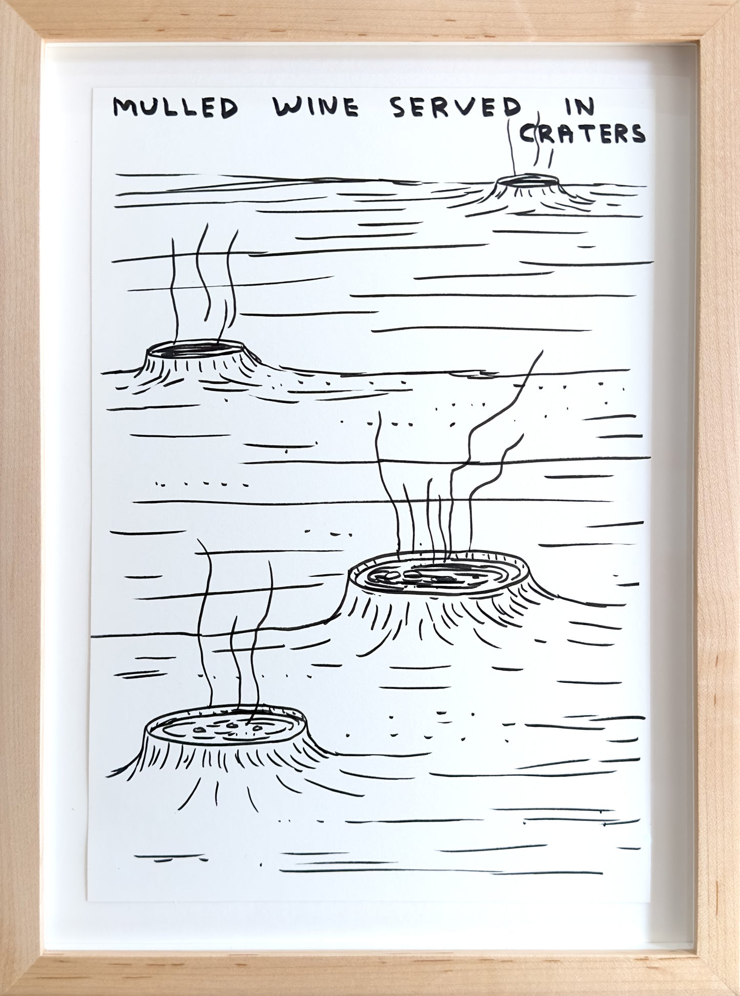 David Shrigley - Wine In Craters (Original Framed Drawing)