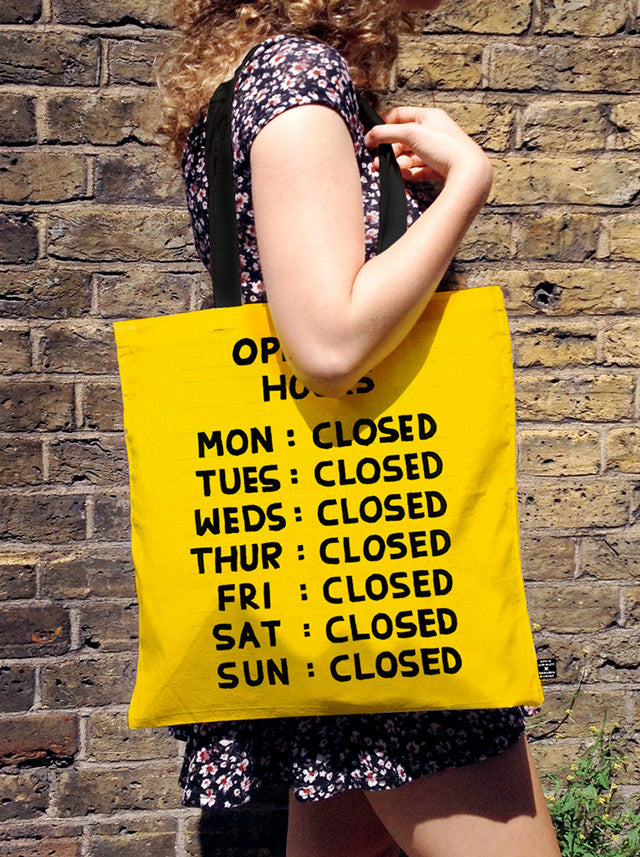 David Shrigley - Opening Hours Tote Bag