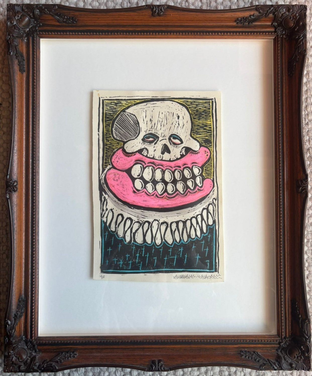 Sweet Toof - Ruffneck Skull (1/1 Framed Linocut)