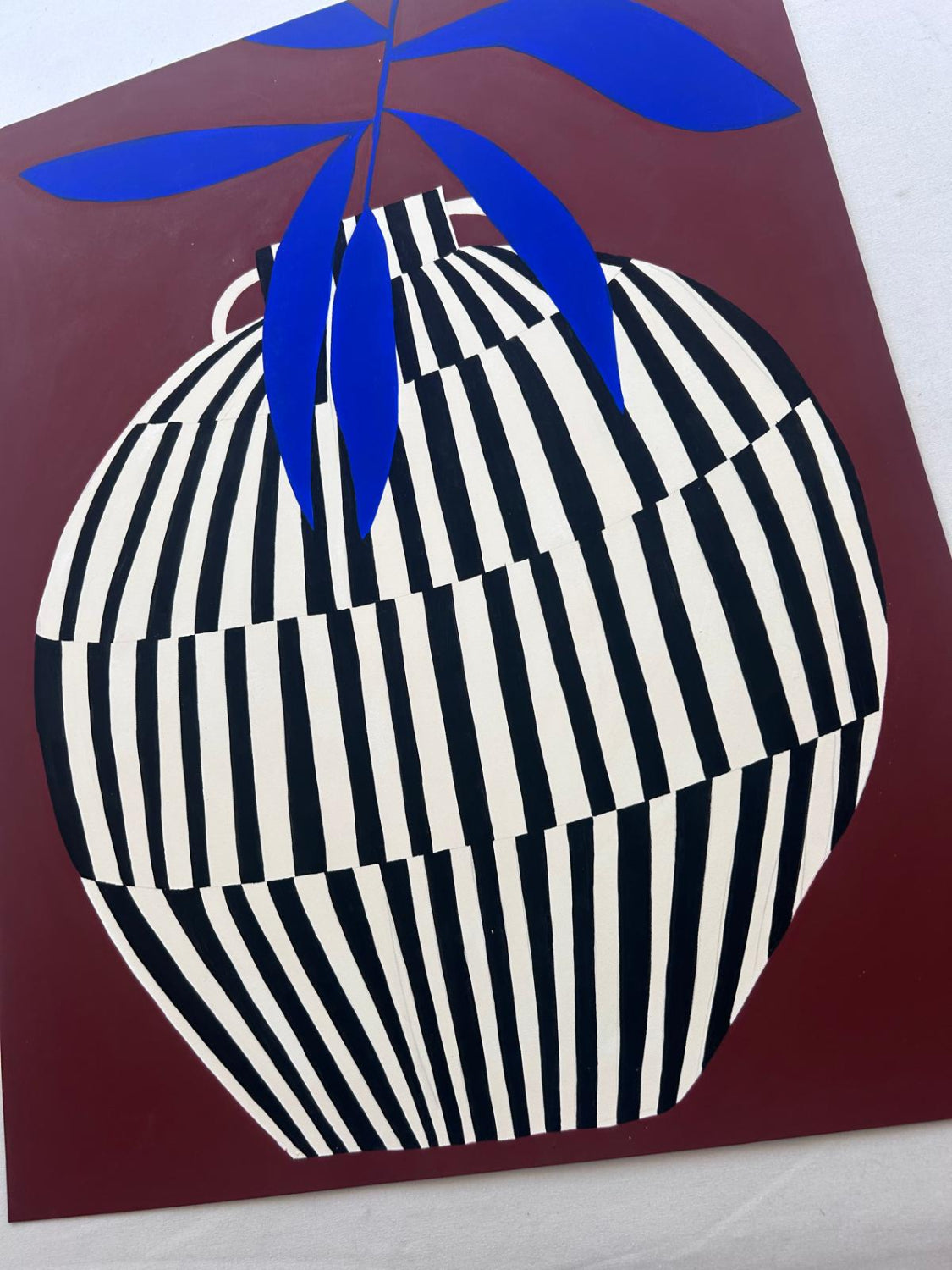 HelloMarine - Vase Sienne et Rayeurs (Original Painting on Paper)