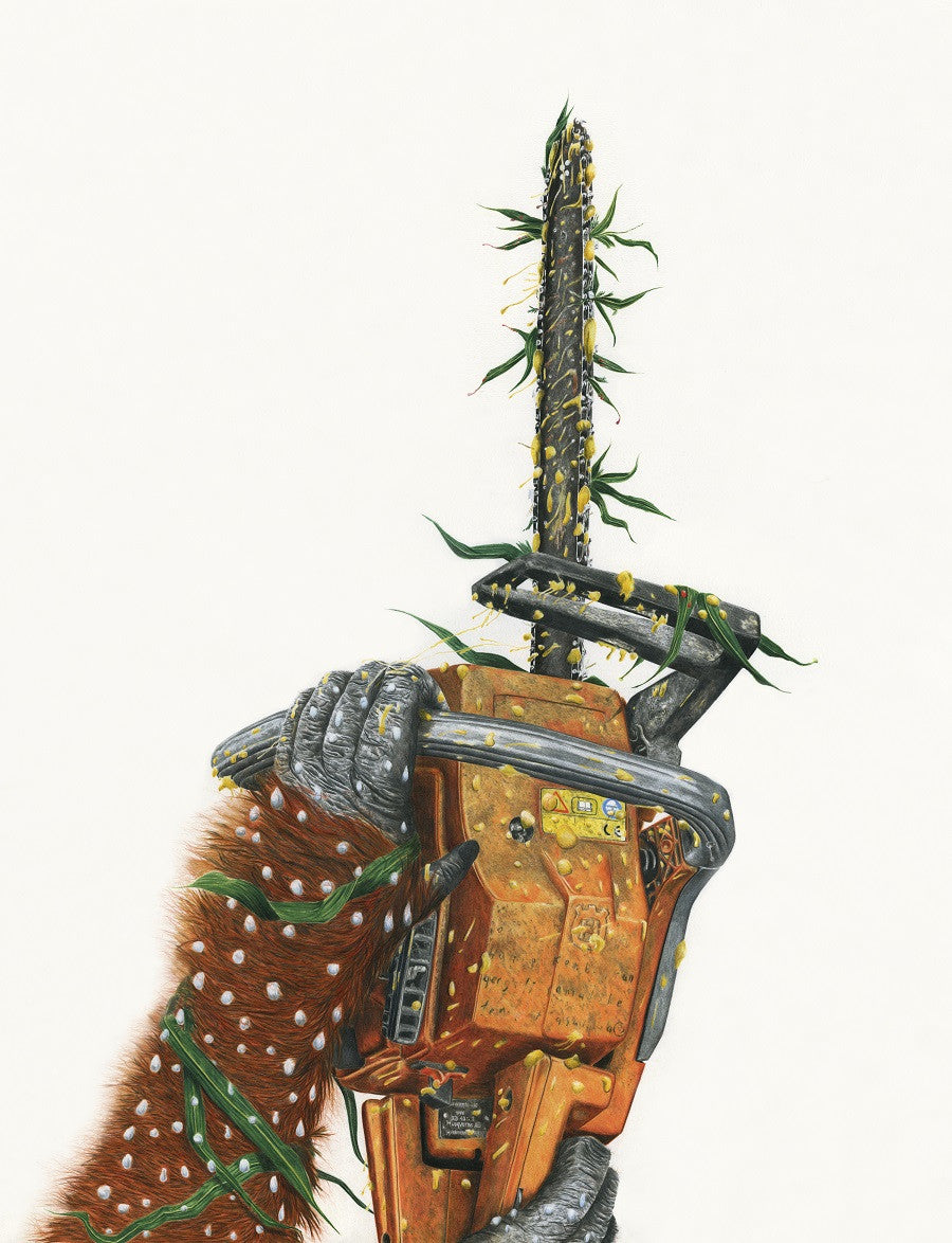 Adam Batchelor - The Logger's Nightmare - Signed Giclee Print Orangutan Chainsaw
