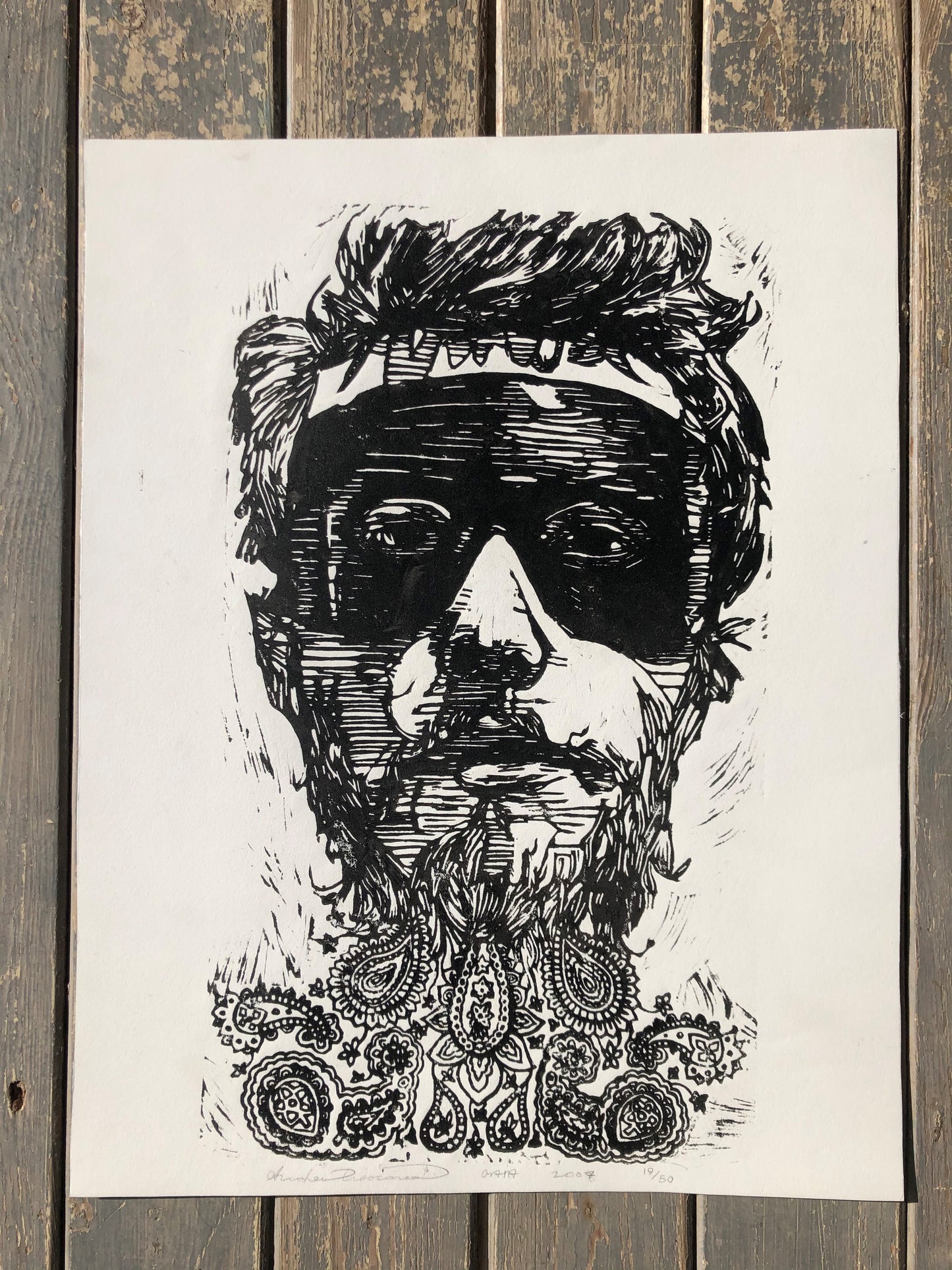 Gaia - Ian - Lino cut print