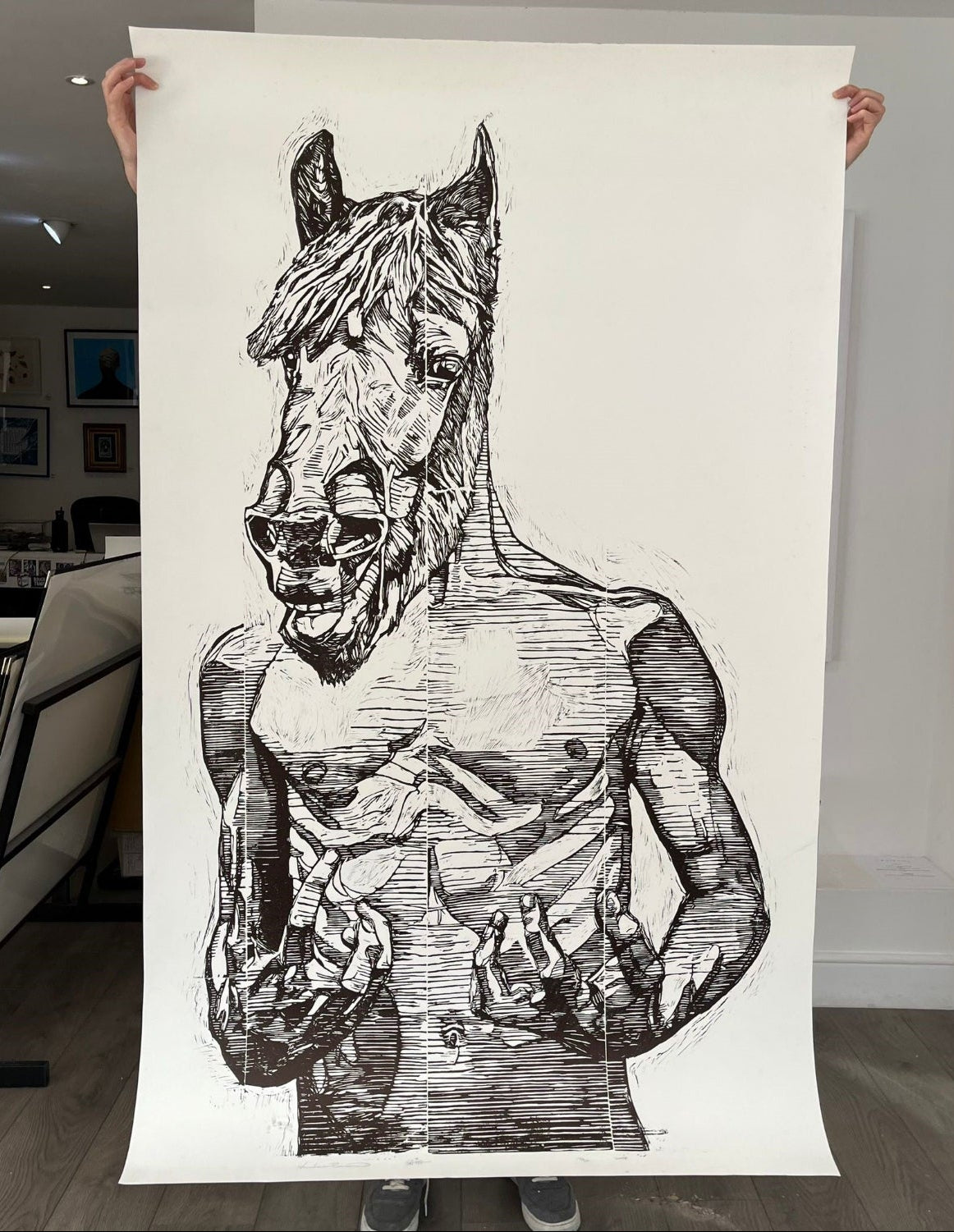 Gaia - Horse Man (Signed Linocut)