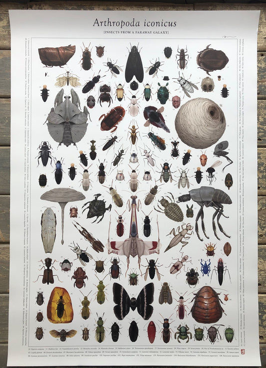 Richard Wilkinson -  Arthropoda Iconicus Poster SIGNED! - (Star Wars Insects - A1 )