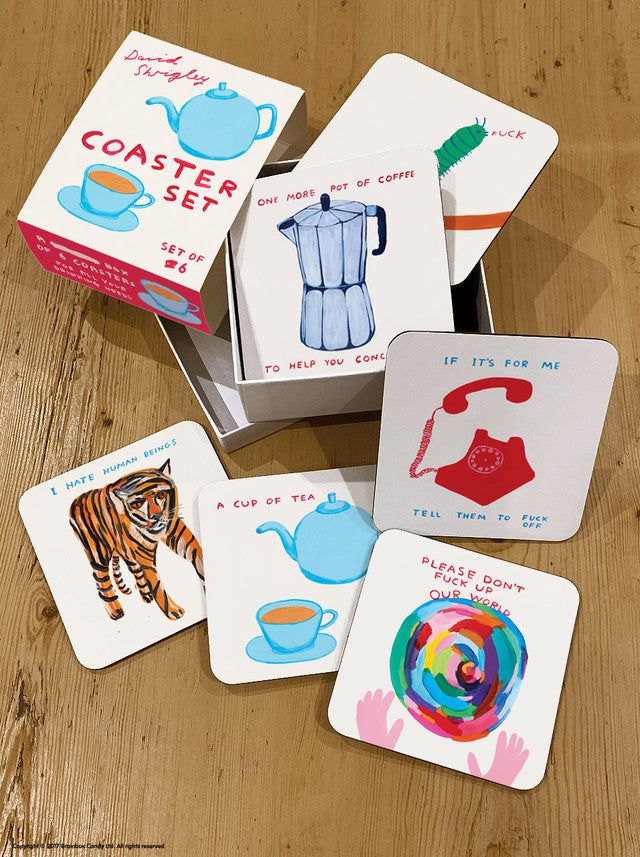 David Shrigley - Box of 6 Coasters (Coaster Set 2 - Coloured)