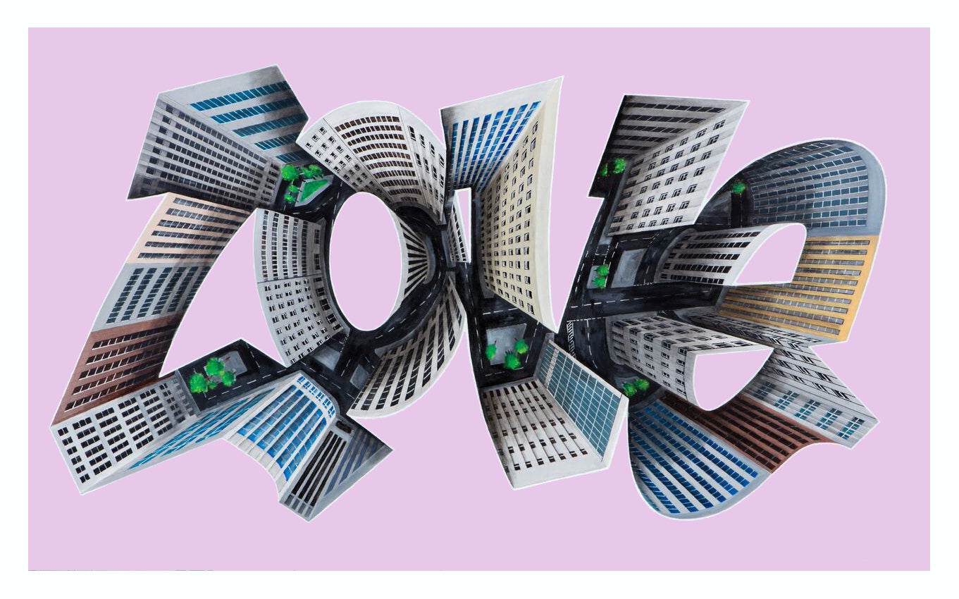 Dean Zeus Colman - City Of Love (Pink) - Signed Giclee Print