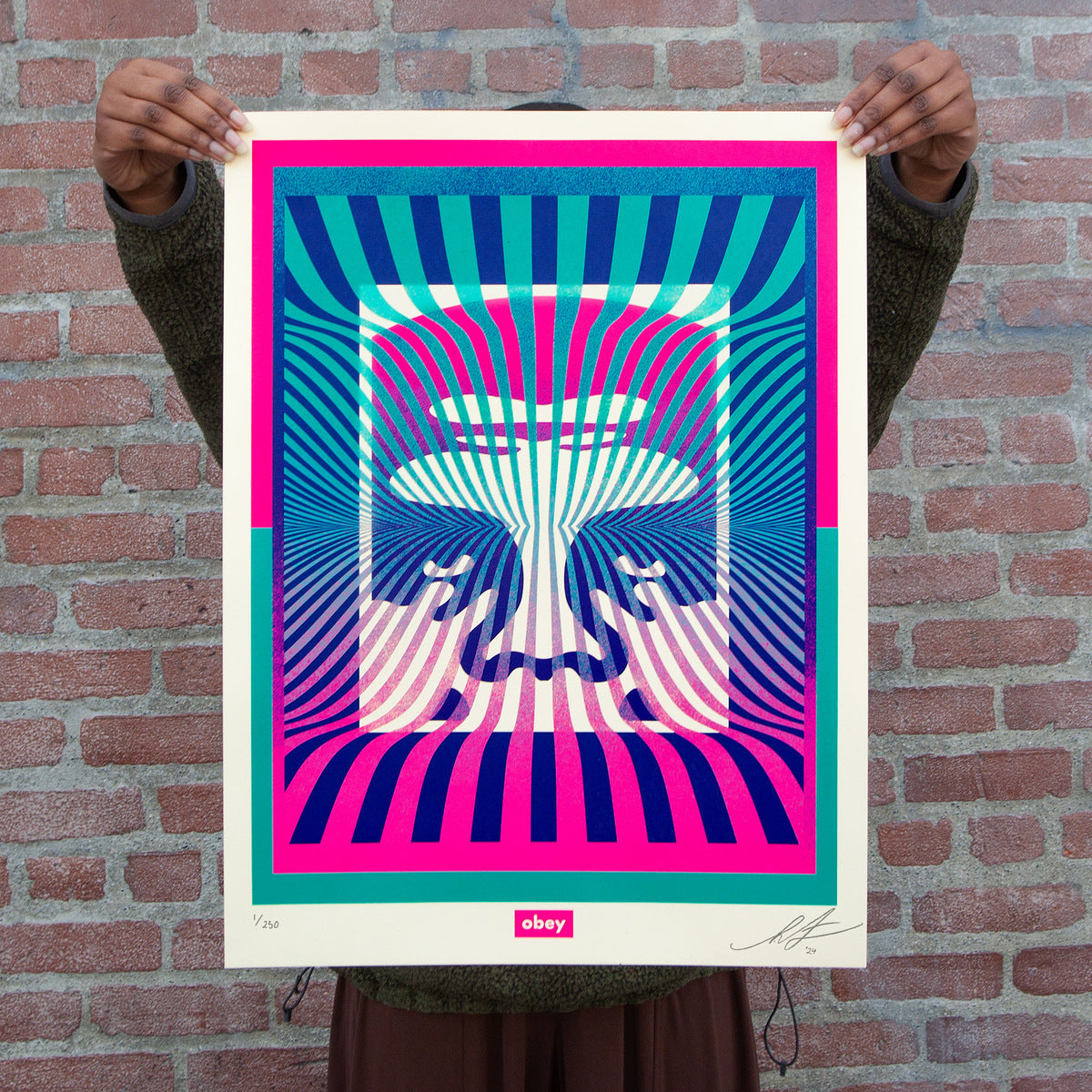 Shepard Fairey - Op-Art Icon (Aqua Gradient)