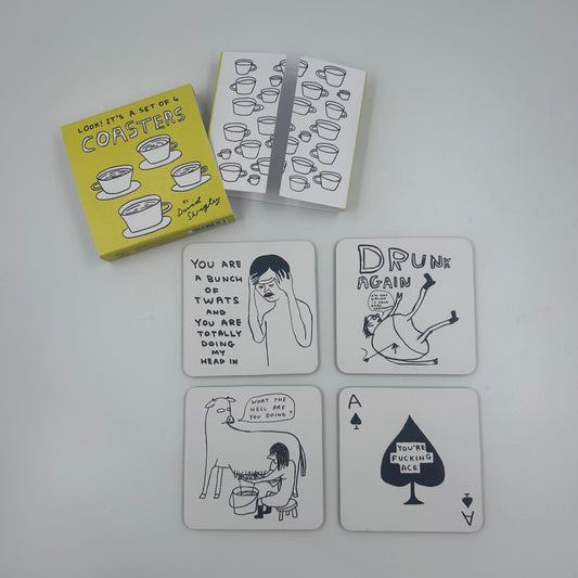 David Shrigley - Pack of 4 Coasters - Black & White