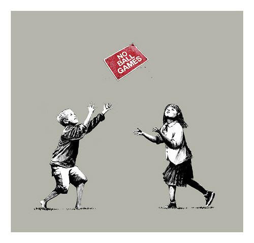 Banksy - No Ball Games / NBG Grey - Signed Screenprint