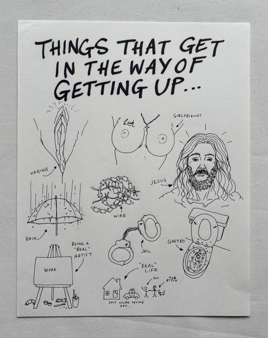 Lushsux - Zine Drawing #39 (Things That Get In The Way Of Getting Up)
