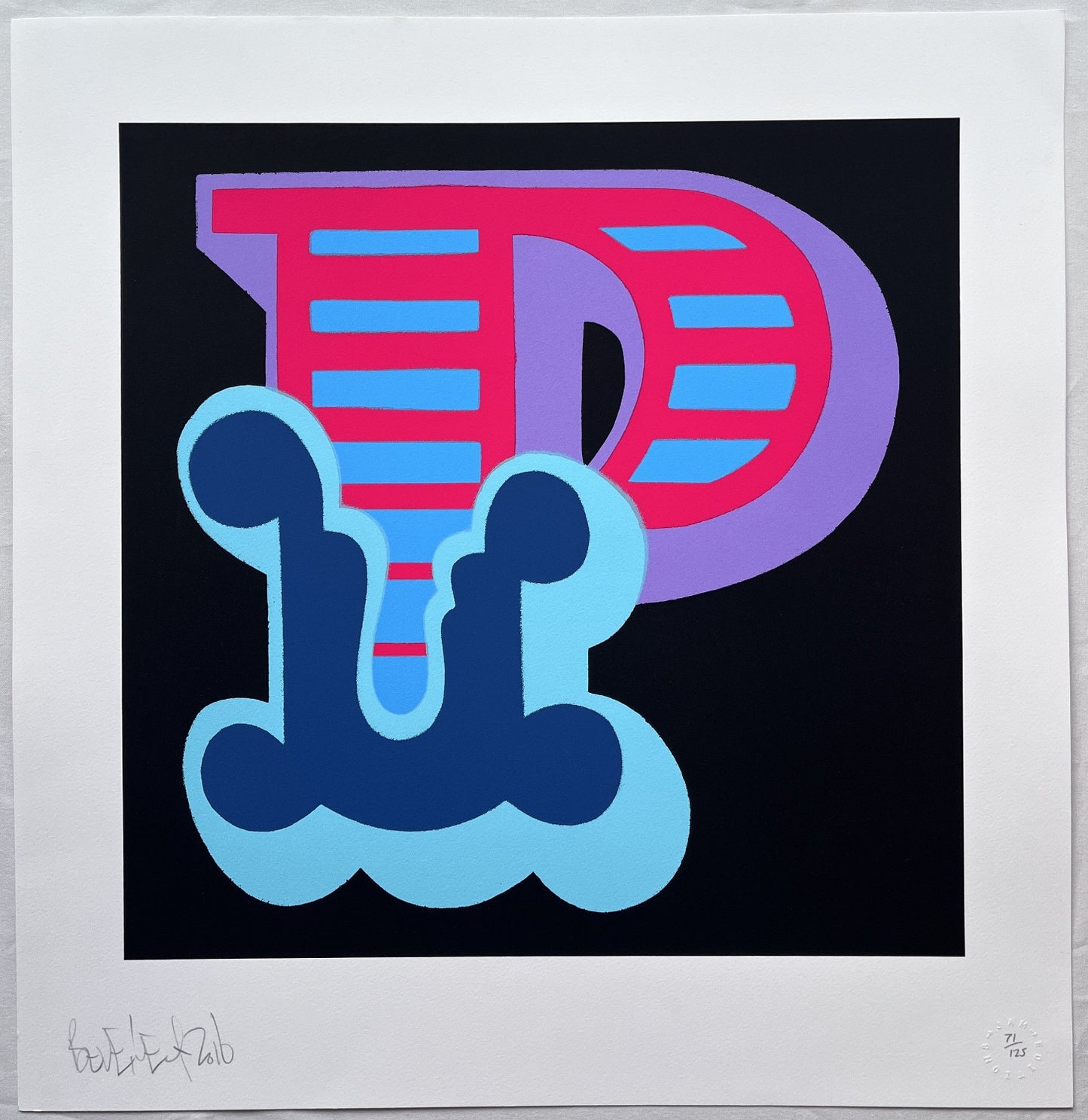 Ben Eine - Letter P (Blue Variant)