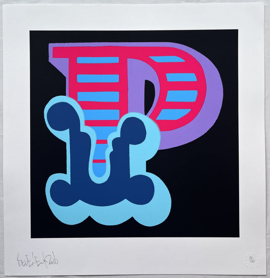 Ben Eine - Letter P (Blue Variant)