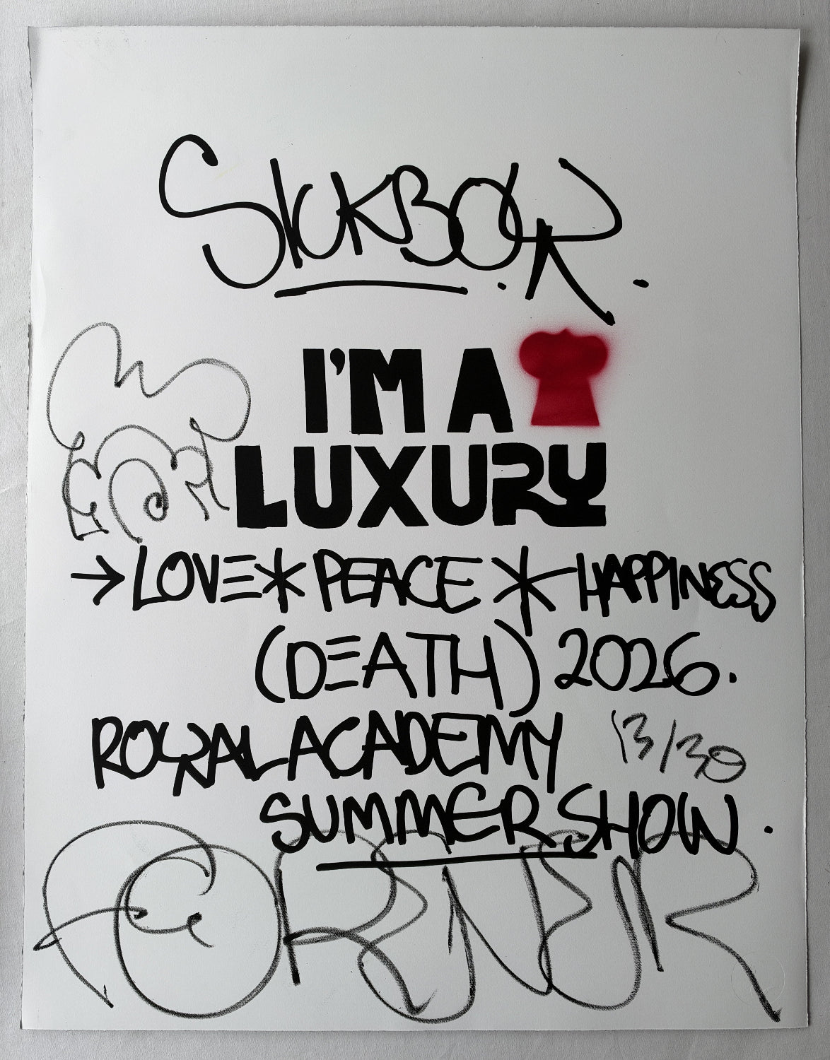 Sickboy - Love Peace Happiness & (Death) (Hand-Finished Screenprint)