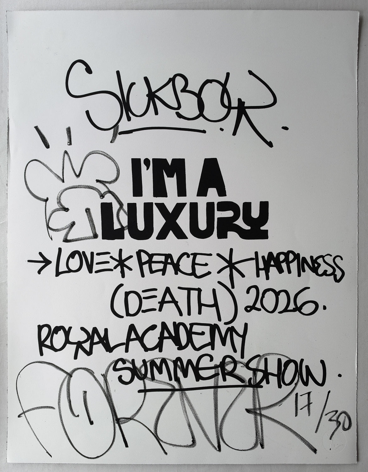 Sickboy - Love Peace Happiness & (Death) (Hand-Finished Screenprint)
