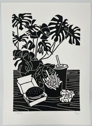 Alberto Porro (Nemco) - Naked Lunch Linocut Print