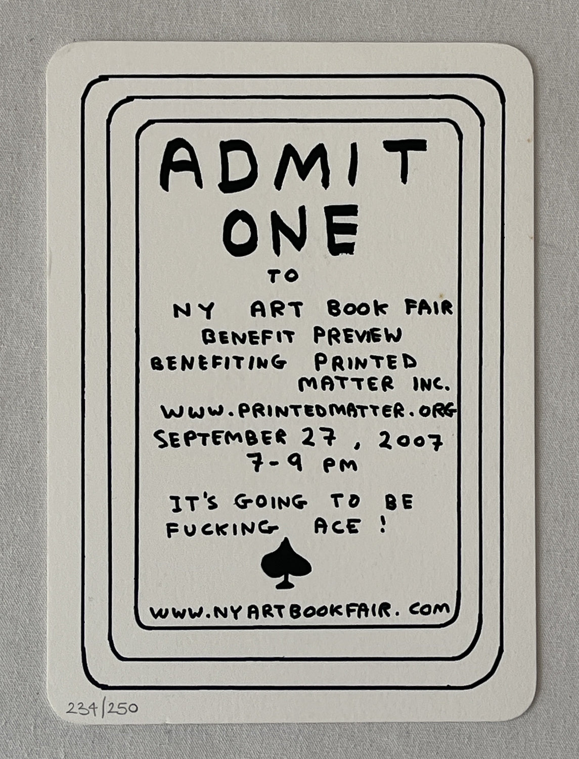 David Shrigley - Fucking Ace (Letterpress Invitation)