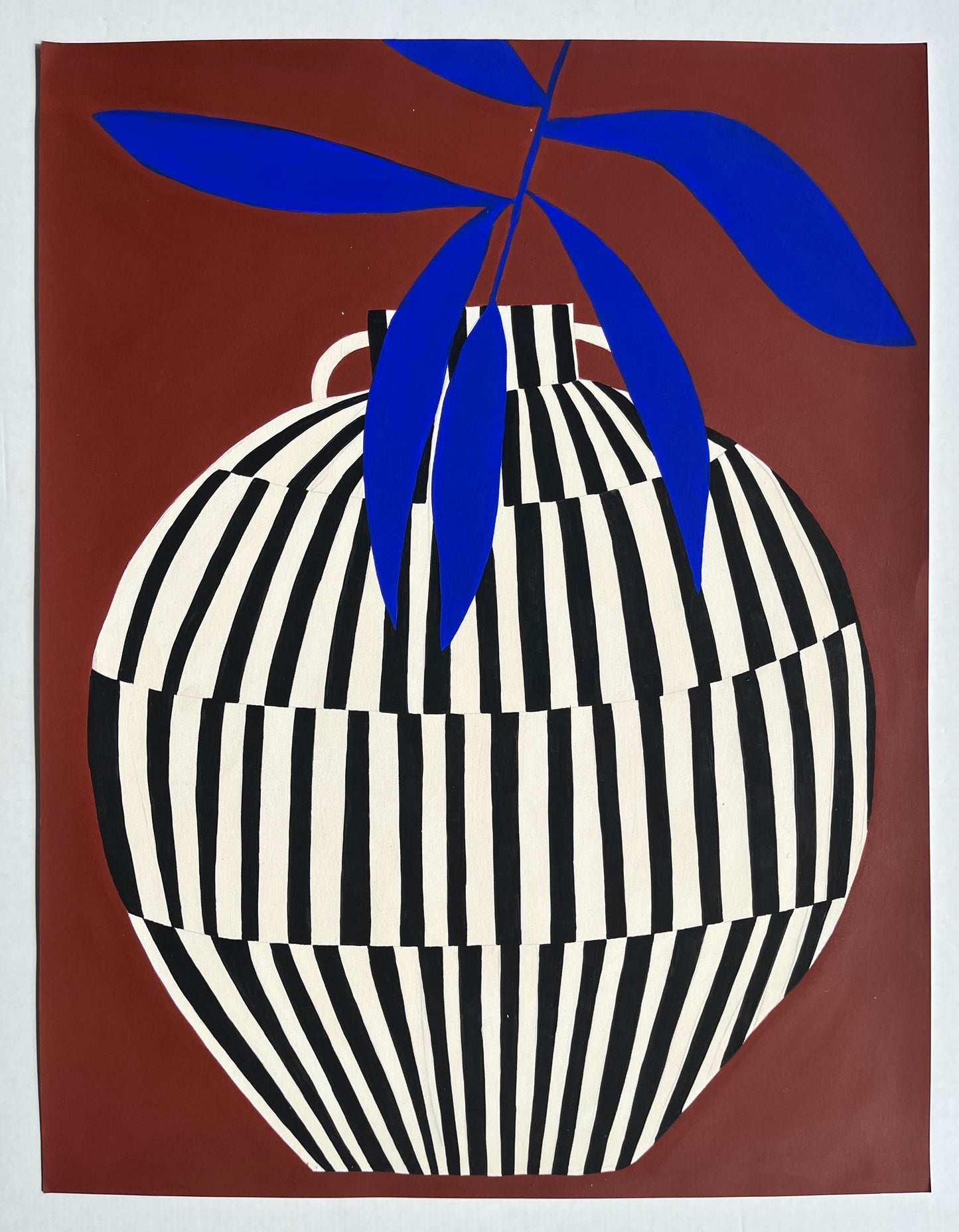 HelloMarine - Vase Sienne et Rayeurs (Original Painting on Paper)