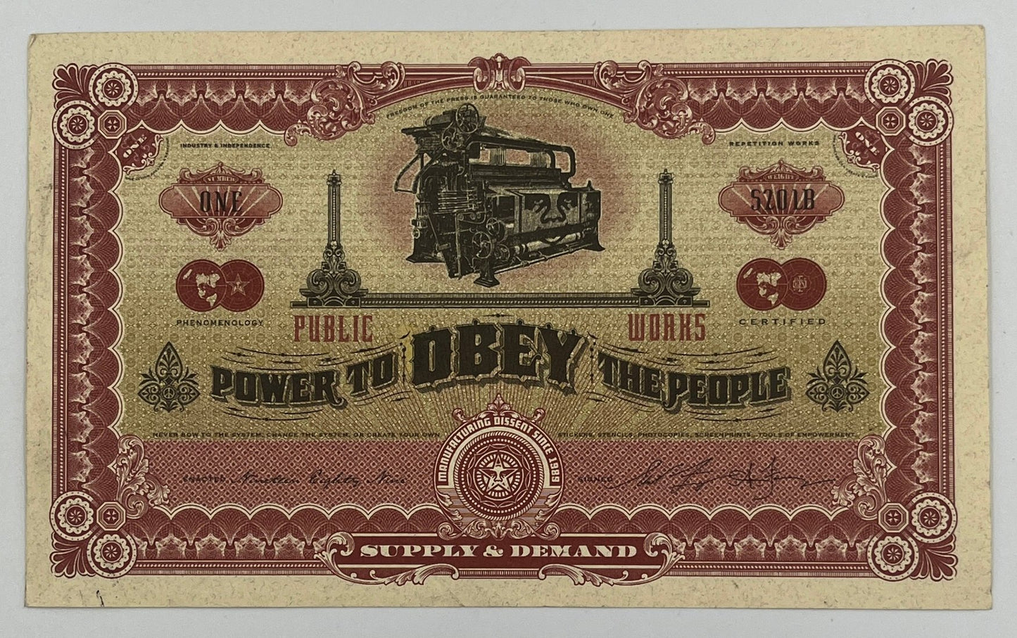 Shepard Fairey - Two Sides Of Capitalism Bank Note