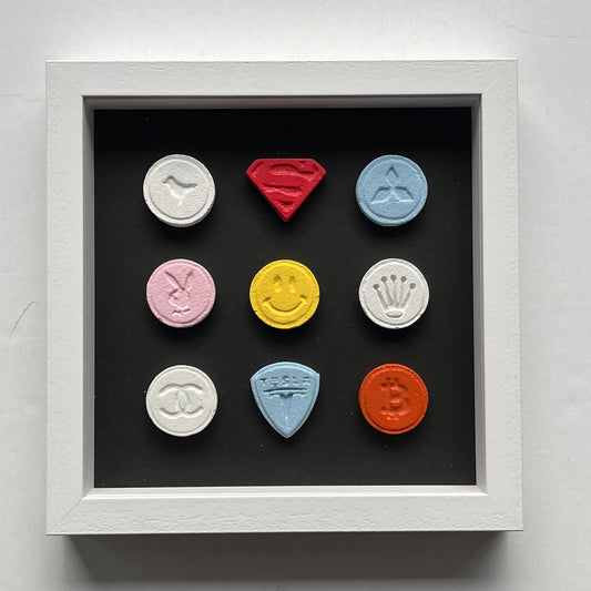 Dean Zeus Colman - 9 Pills (Framed in White)