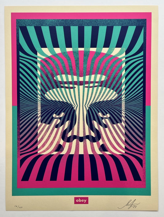 Shepard Fairey - Op-Art Icon (Aqua Gradient)