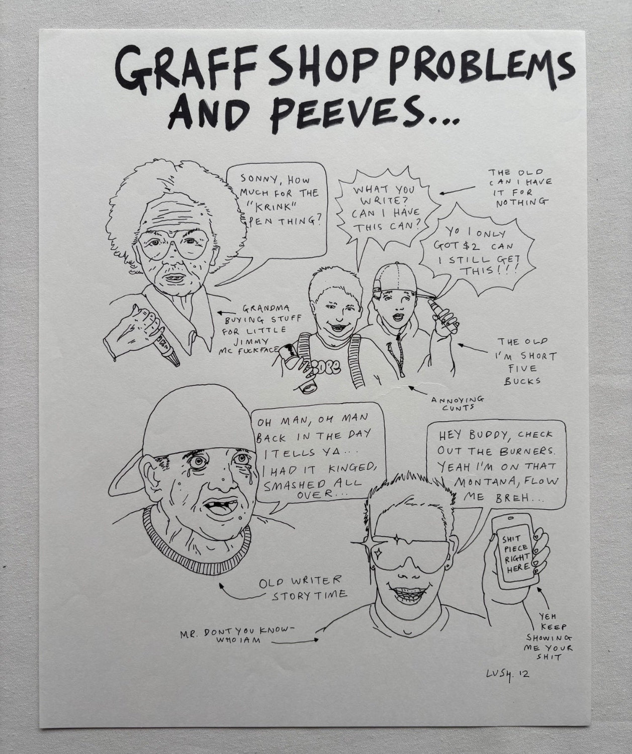 Lushsux - Zine Drawing #30 (Graff Shop Problems And Peeves... )