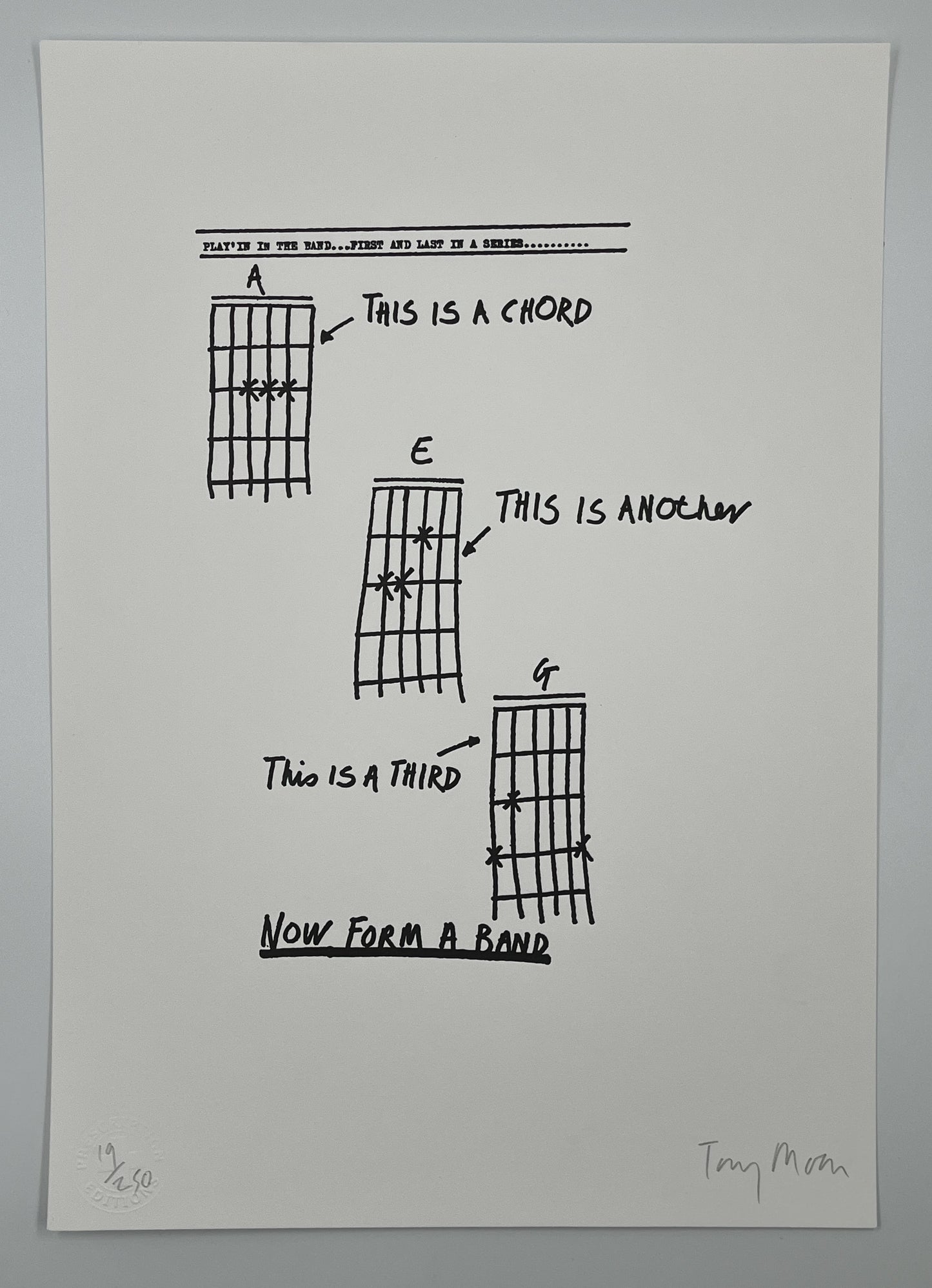 Tony Moon - Three Chords - Punk Letterpress