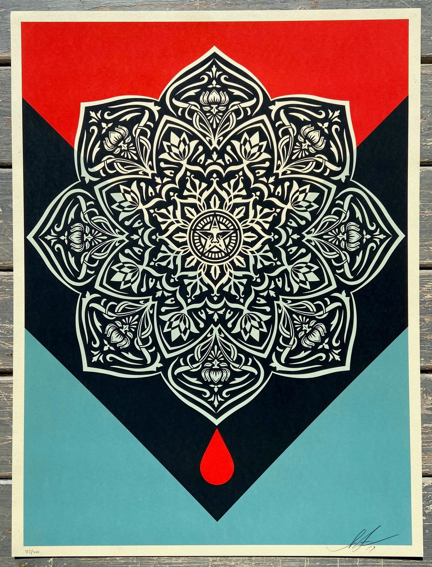 Shepard Fairey - Blood & Oil Mandala (Blood Drop)
