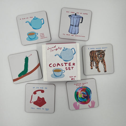David Shrigley - Box of 6 Coasters (Coaster Set 2 - Coloured)