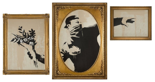 Banksy - Flower Thrower Triptych (Framed)