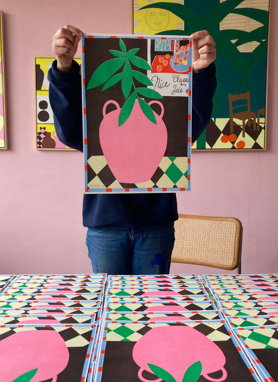 HelloMarine - Matisse Et Vase Rose (Risograph)