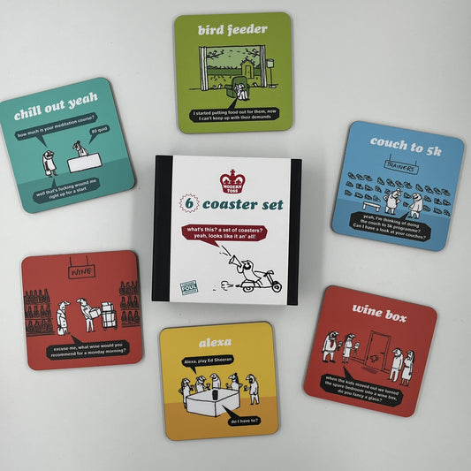Modern Toss - Set Of 6 Coasters (Box Set  3 - White)