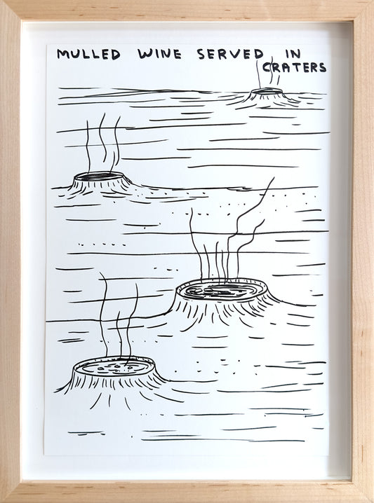 David Shrigley - Wine In Craters (Original Framed Drawing)