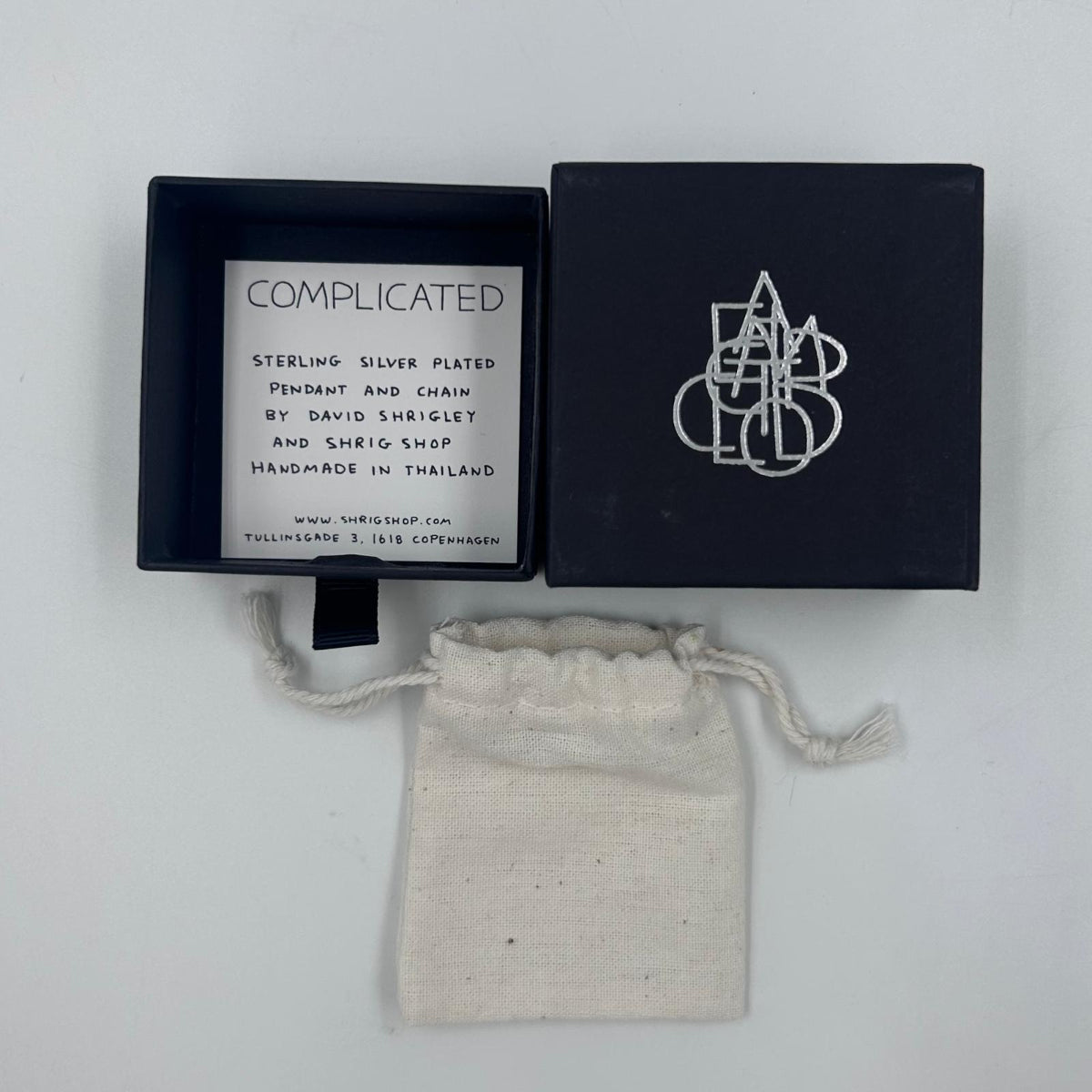 David Shrigley - 'Complicated' Silver Necklace