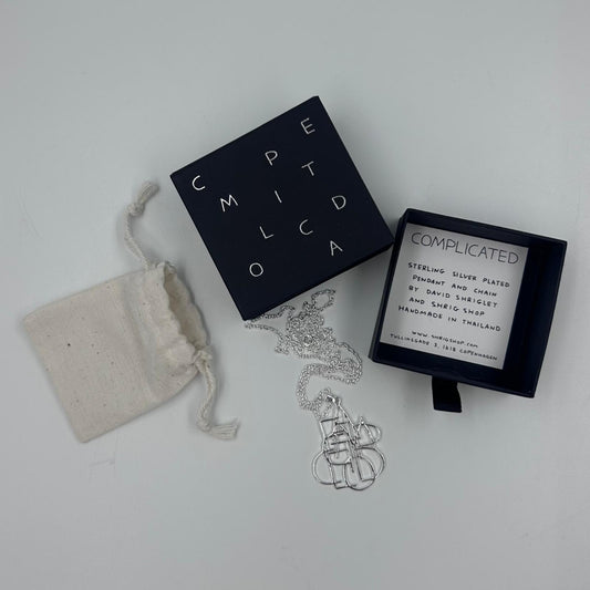 David Shrigley - 'Complicated' Silver Necklace