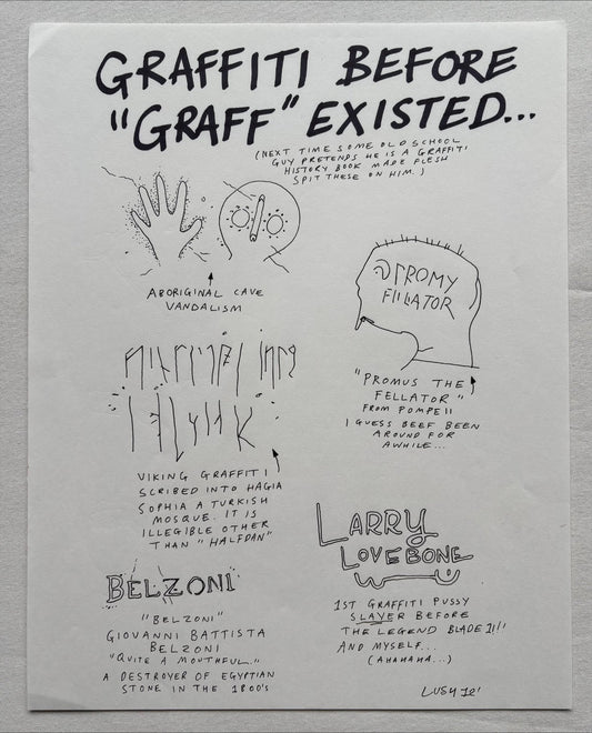 Lushsux - Zine Drawing #33 (Graffiti Before "Graff" Existed...)
