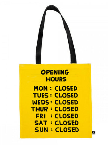 David Shrigley - Opening Hours Tote Bag