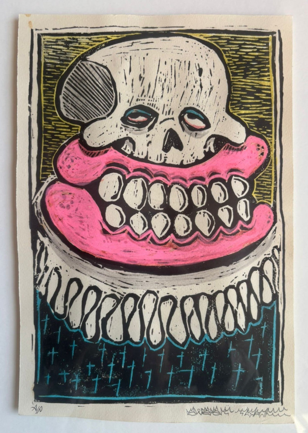 Sweet Toof  - Ruffneck Skull (1/1 Framed Linocut)