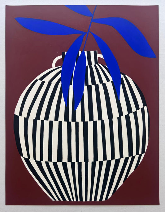 HelloMarine - Vase Sienne et Rayeurs (Original Painting on Paper)
