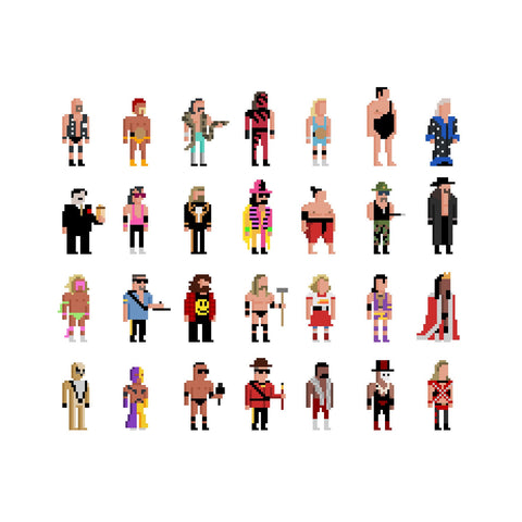 30 Squared - World Wrestling Legends - Print by Jim'll Paint It