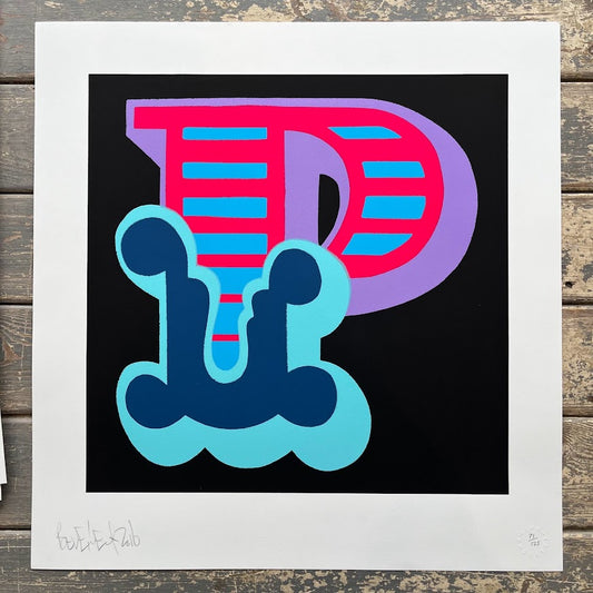 Ben Eine - Letter P (Blue Variant)