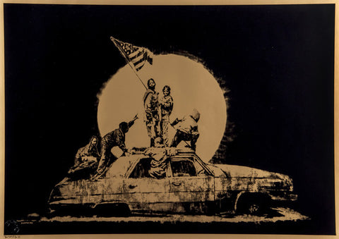 Banksy - Gold Flag Flags - Signed Print