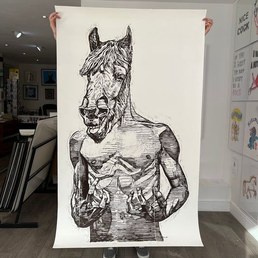 Gaia - Horse Man (Signed Linocut)