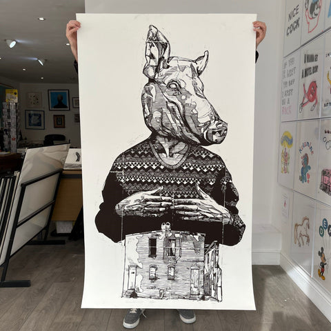 Gaia - CHarm City - Signed Lino Cut Print Street Art