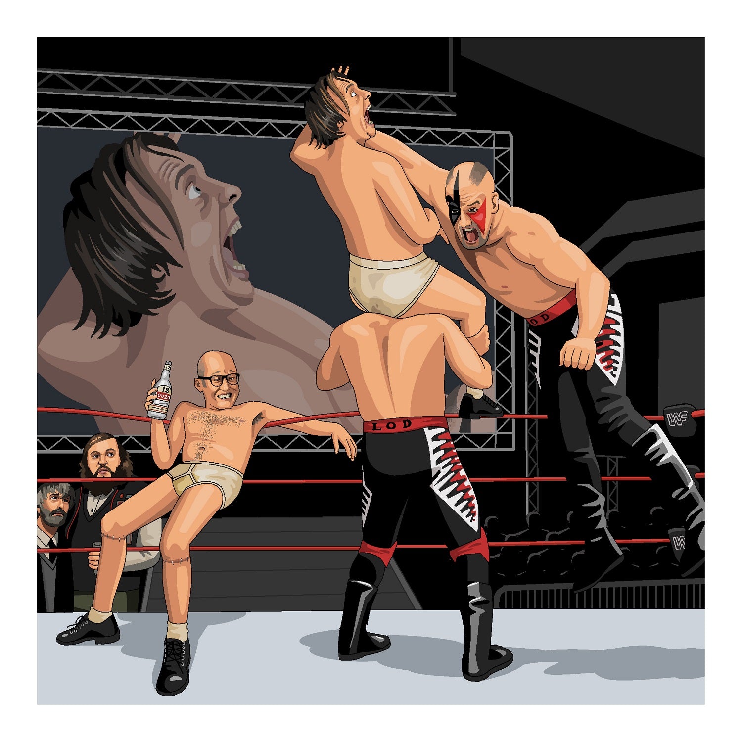 Jim'll Paint It - Eddie and Richie vs Legion of Doom - Signed Bottom Giclee Print