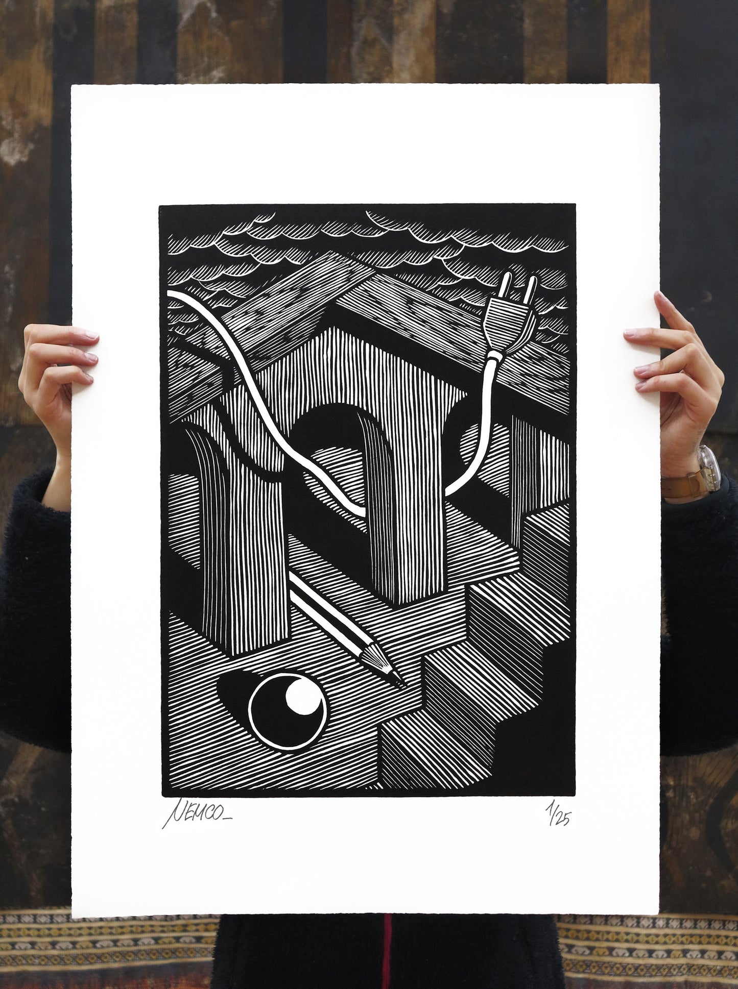 Nemco - Metafisica Signed Linocut Print
