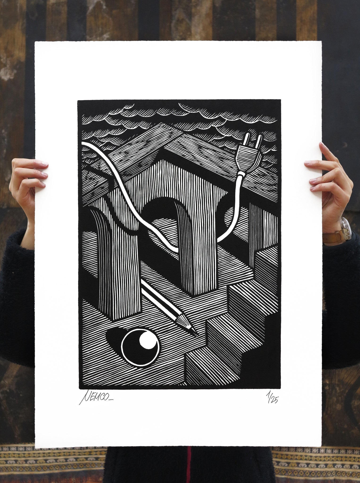 Nemco - Metafisica Signed Linocut Print