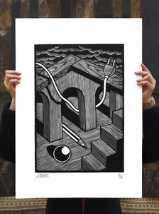 Nemco - Metafisica Signed Linocut Print