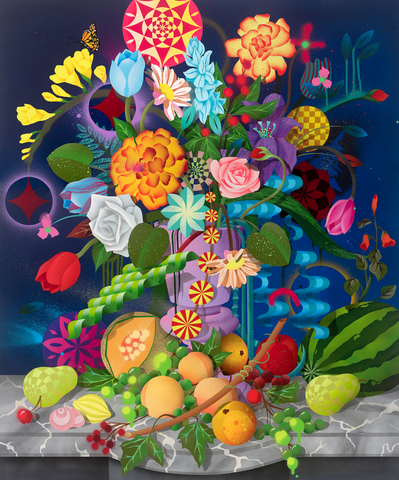 Casey Gray -  Still Life with Fruits and Flowers